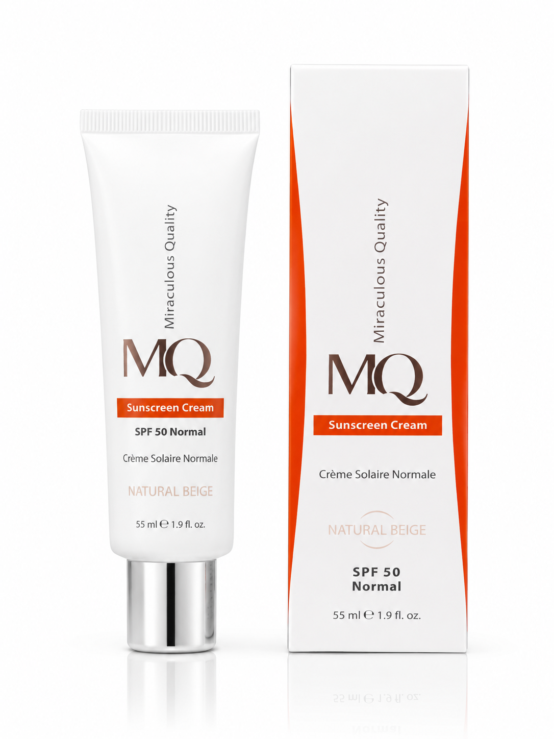 کرم ضد آفتاب نرمال بژ طبیعی SPF50 ام کیو